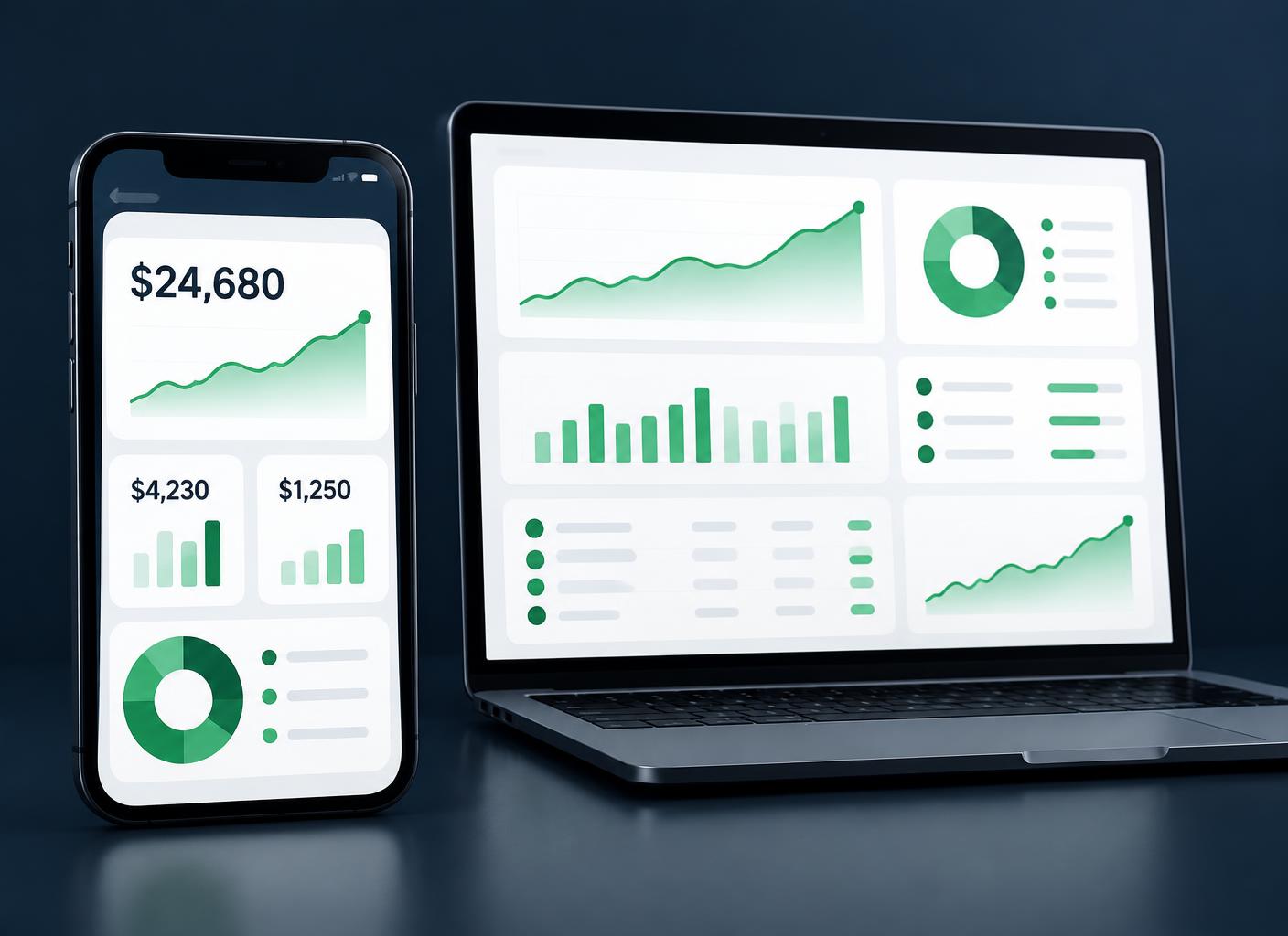 MoneyMap Pro dashboard on a phone and laptop